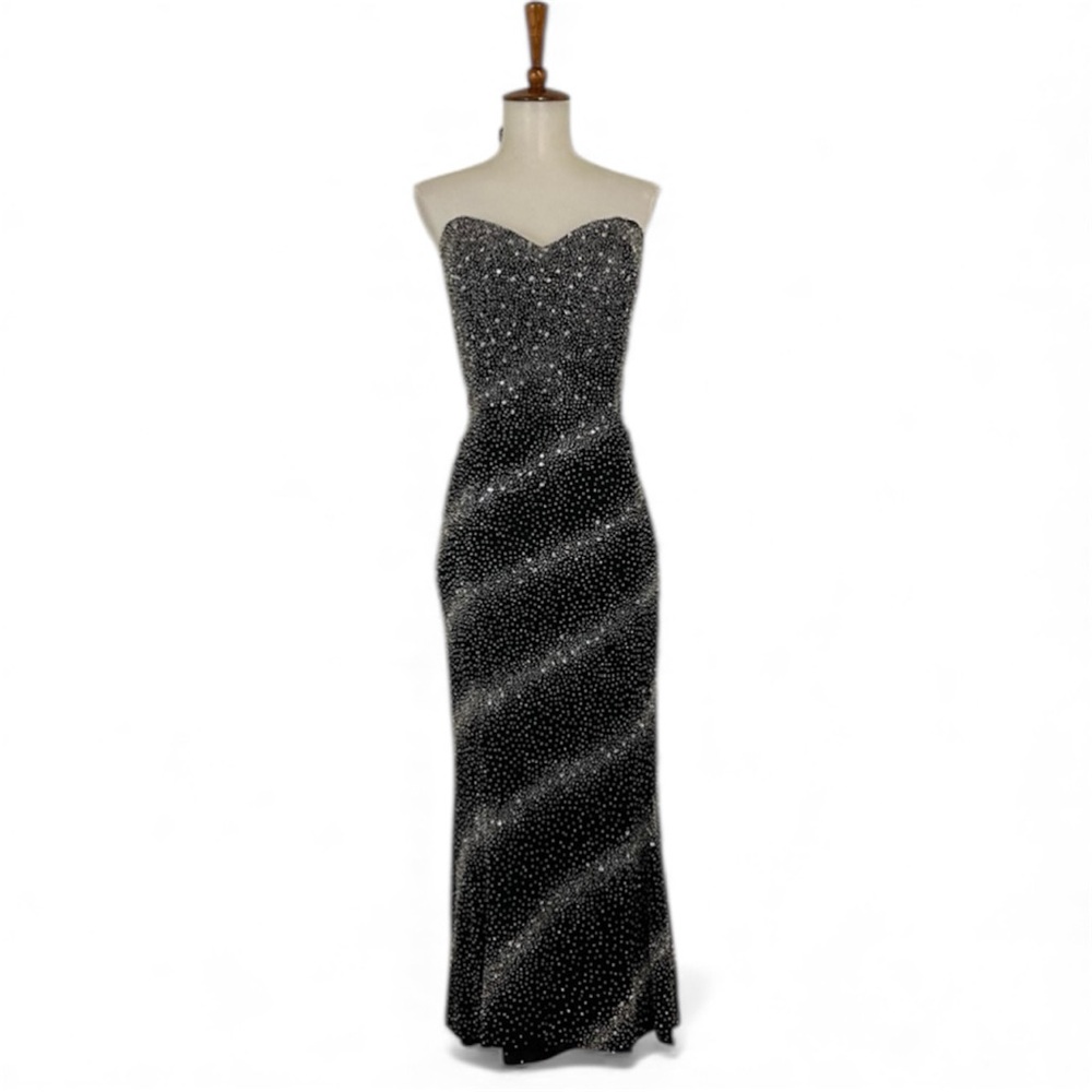 Vintage 100% Silk Beaded Dress Women’s L Sweetheart‎ Strapless Sleeveless Sheath